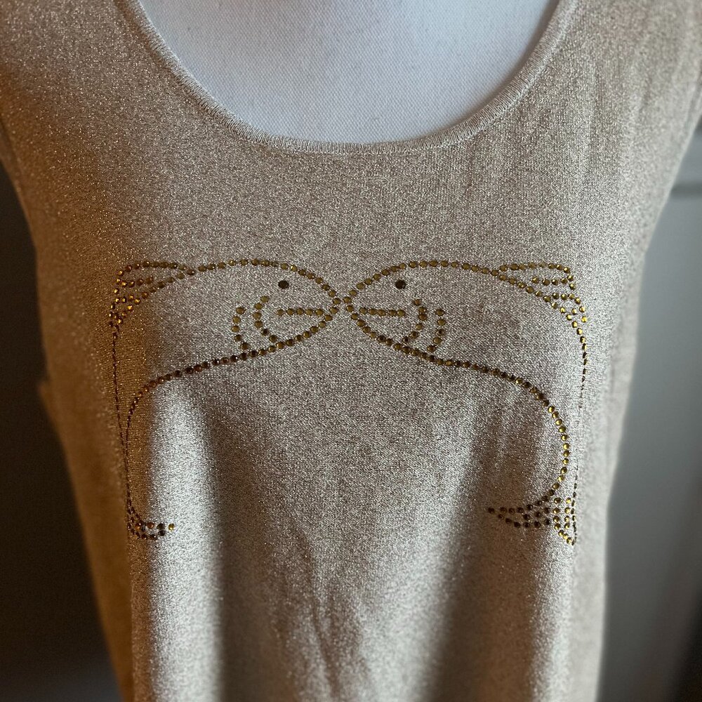 G.O.S.P.E.L. Beige Sleeveless Top Glittery Finish Embellished Fish Motif SZ 20